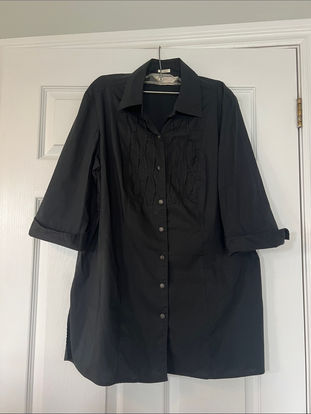 Northern Reflections Black Button-Front Textured Panel Shirt